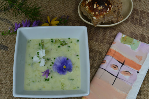 Cooling recipe for cucumber soup on Meatless Monday.