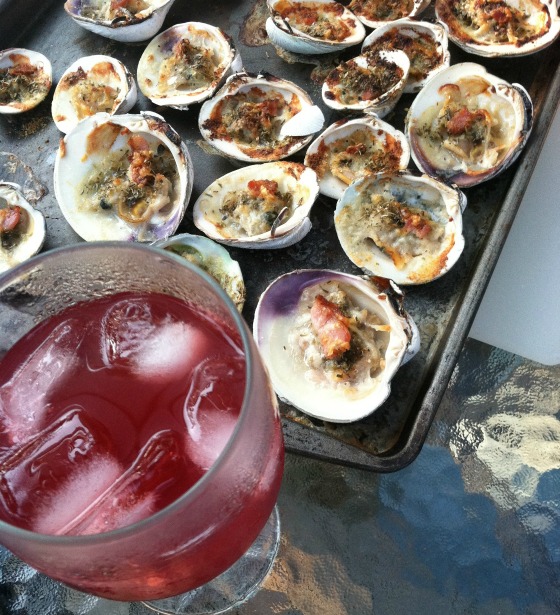 fresh clams casino and cocktail