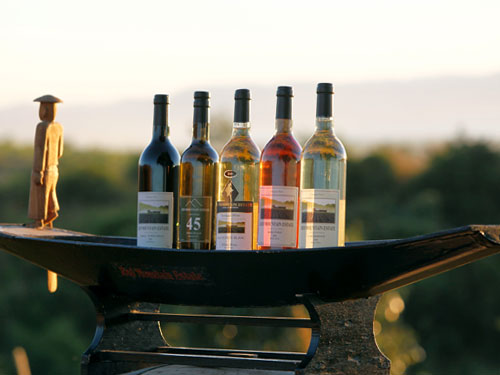 selection of wine bottles on tray