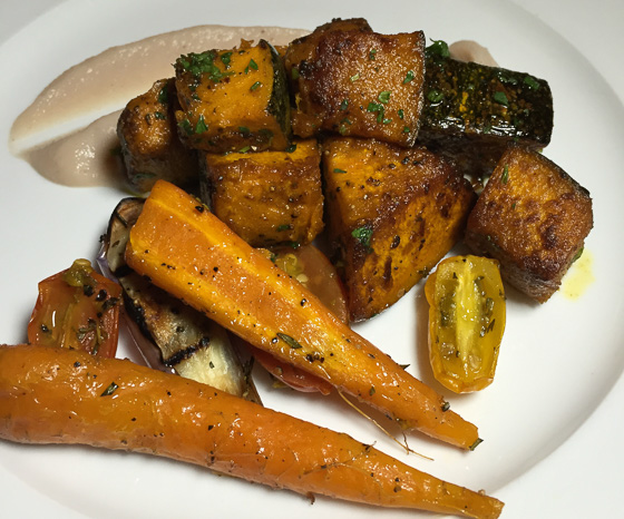 roasted vegetables with turnip on Camana Bay Flavor Tour