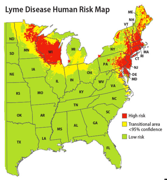 Map zone for lyme disease risk