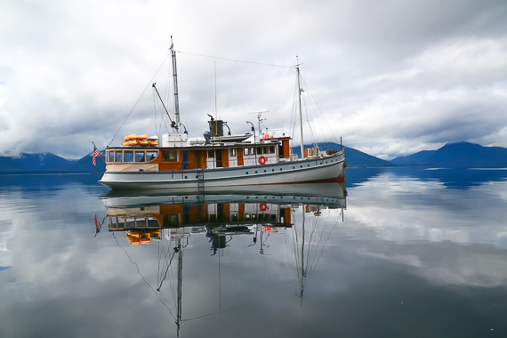 small ship cruising boat in Alaska