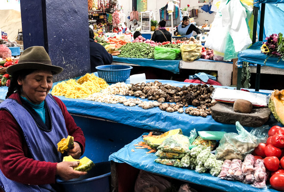 Potatoes at the Calca market in Peru.