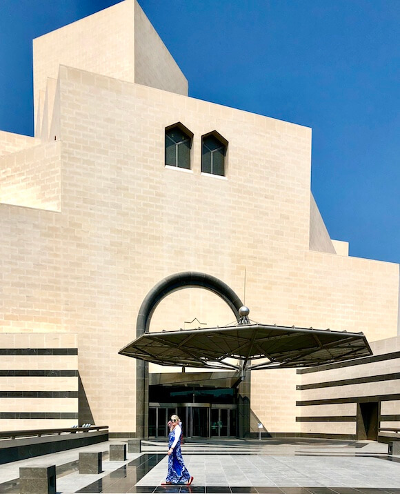 exterior museum of Islamic art and woman