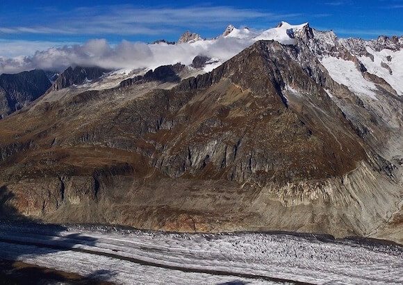 mountain and glacier path