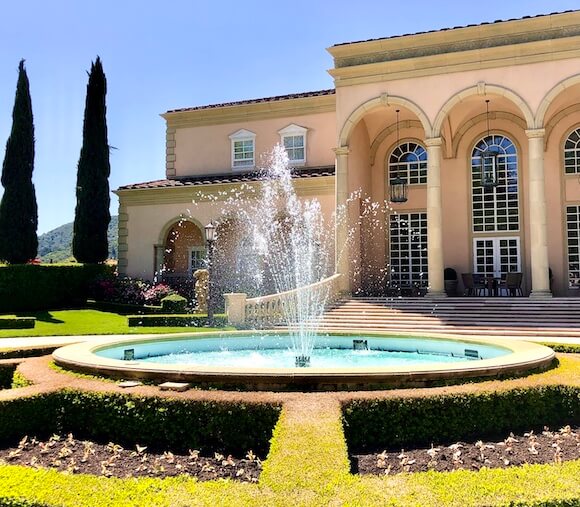 Ferrari Carano Estate winery and fountain