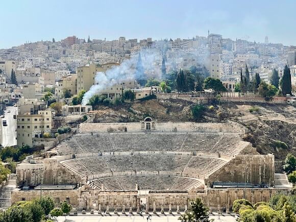 Amphitheatre and hillside in Amman , Jordan 