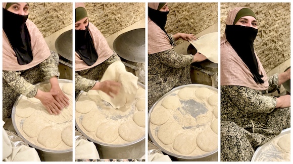 woman making traditional bread shrak