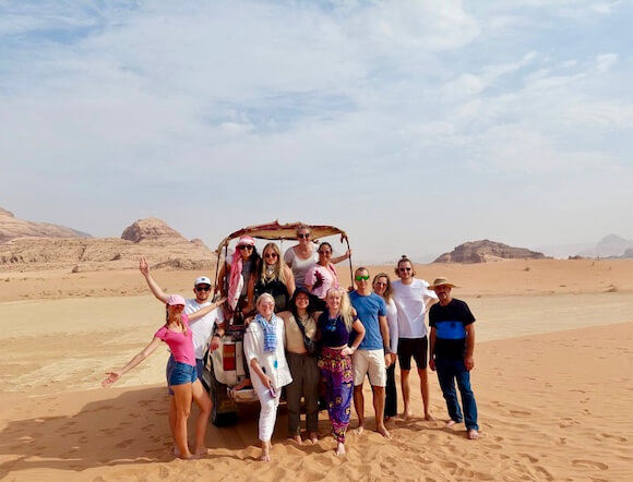 group jeep tour in desert Jordan