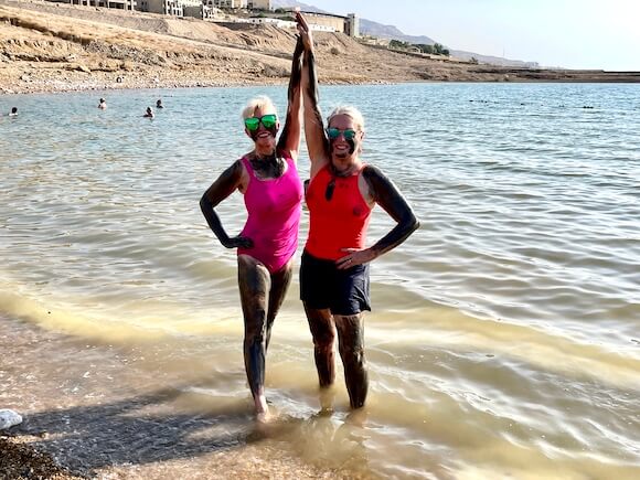 two women in bathing suits Dead Sea, Jordan