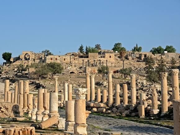 columns and ruins at Umm Qais Jordan