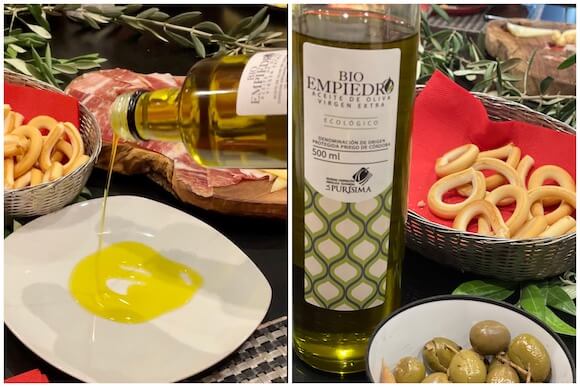 olive oil and snacks for tasting 