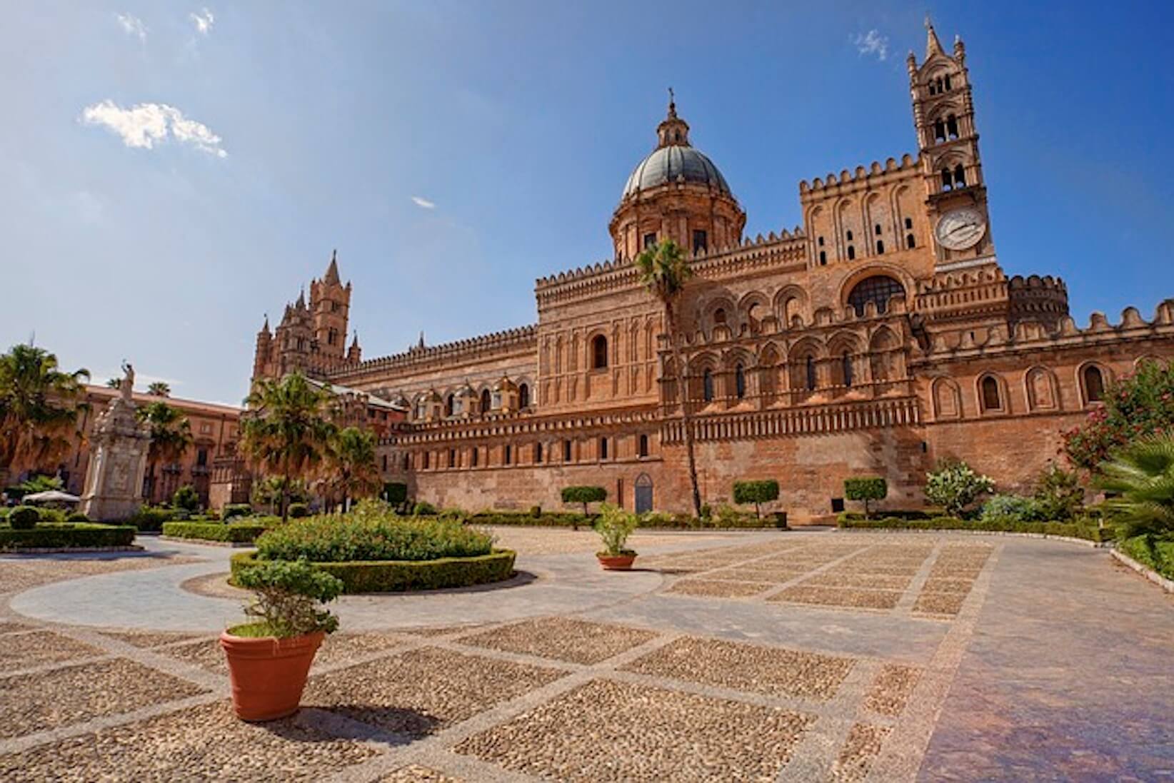 Courtyard in front of Palermo cathedral.